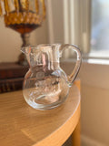1950s Mid-Century Modern Etched Glass Pitcher – 6” Tall Vintage Clear Glass
