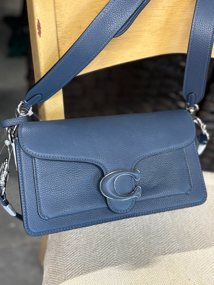 Coach Pebbled Leather C Tab Shoulder Bag – Denim Blue – NWT