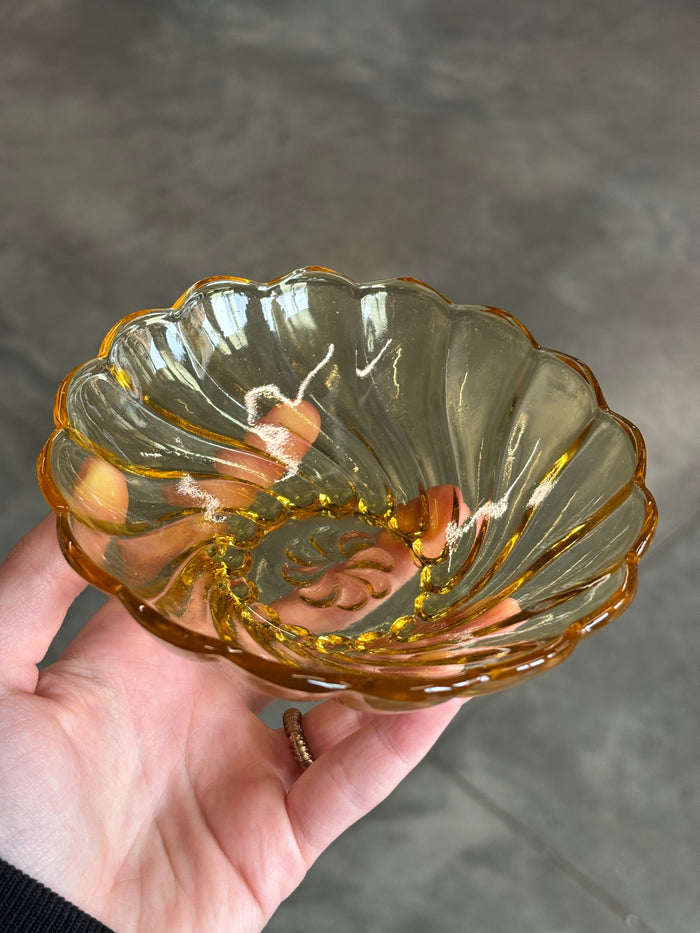 Vintage Hazel Atlas Amber Colonial Swirl Bowls Set of 6 – 1970s Glass Dessert Berry Bowls