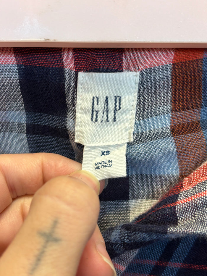 GAP Plaid Flannel Shirtdress – XS – Red, Navy & Cream Check