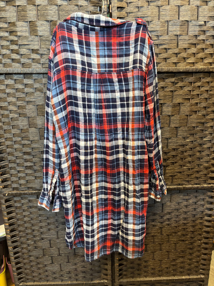 GAP Plaid Flannel Shirtdress – XS – Red, Navy & Cream Check