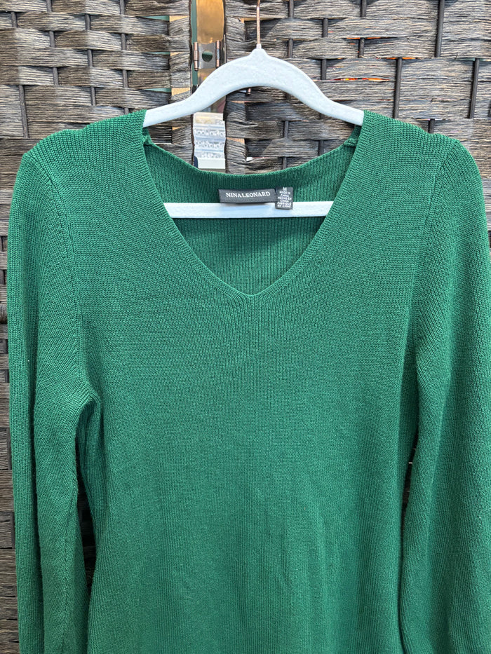 Green Knit Dress – Nina Leonard (Size M)