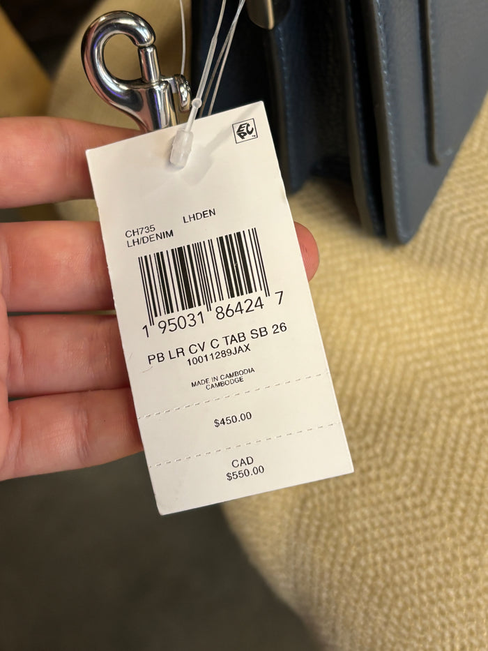Coach Pebbled Leather C Tab Shoulder Bag – Denim Blue – NWT