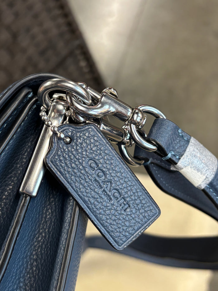 Coach Pebbled Leather C Tab Shoulder Bag – Denim Blue – NWT