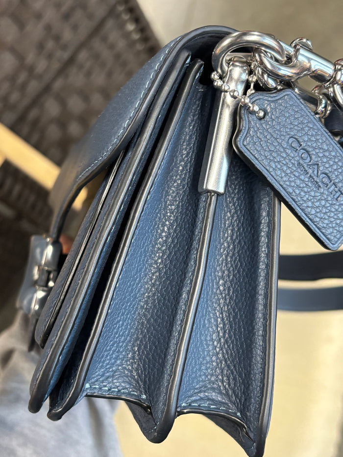Coach Pebbled Leather C Tab Shoulder Bag – Denim Blue – NWT