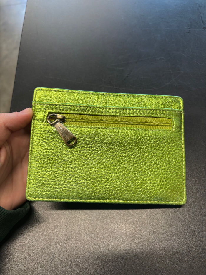 HOBO International Metallic Green Leather Card Wallet – Slim ID Holder