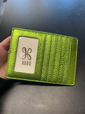 HOBO International Metallic Green Leather Card Wallet – Slim ID Holder