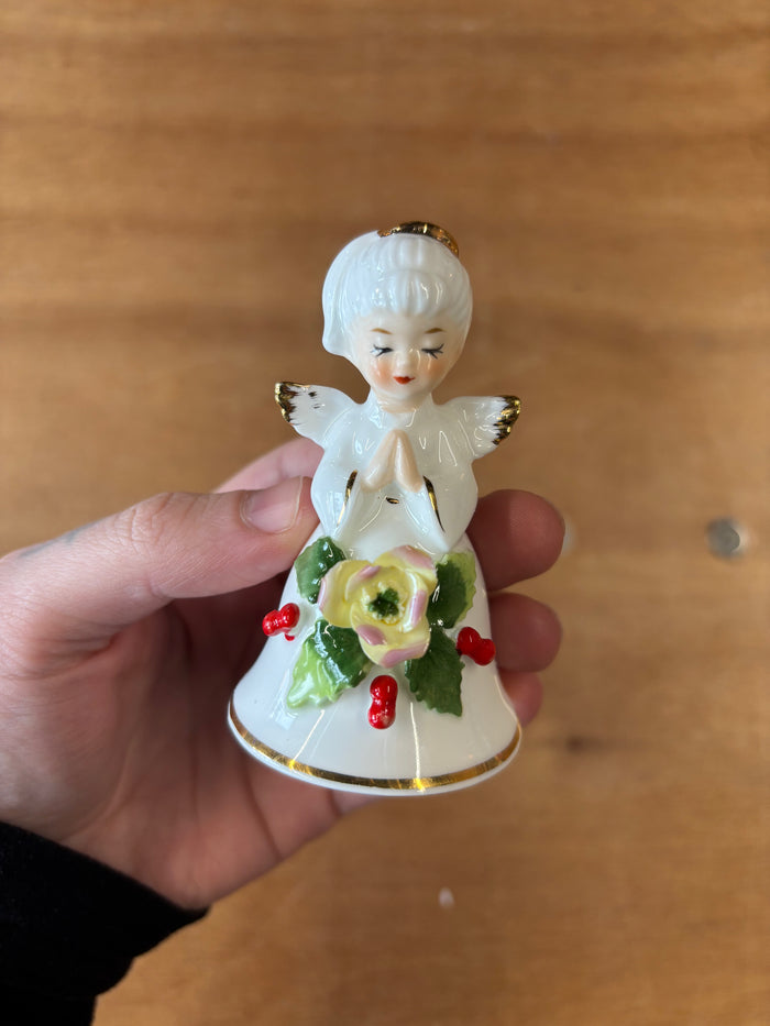 Vintage Napcoware Bone China Angel Bell – 1950s/60s – Japan – Gold Trim & Floral Details