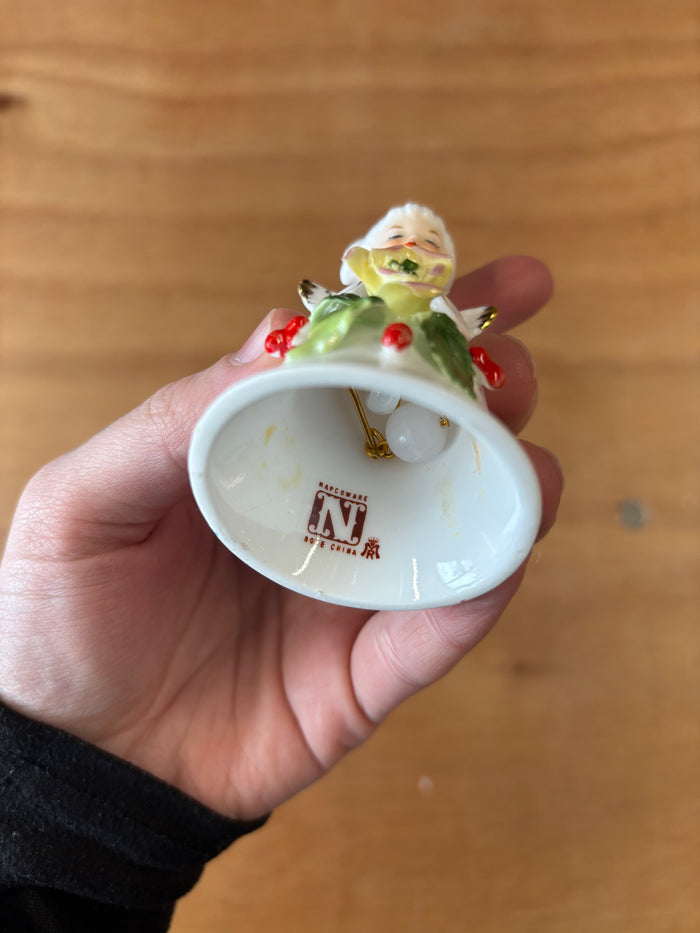 Vintage Napcoware Bone China Angel Bell – 1950s/60s – Japan – Gold Trim & Floral Details