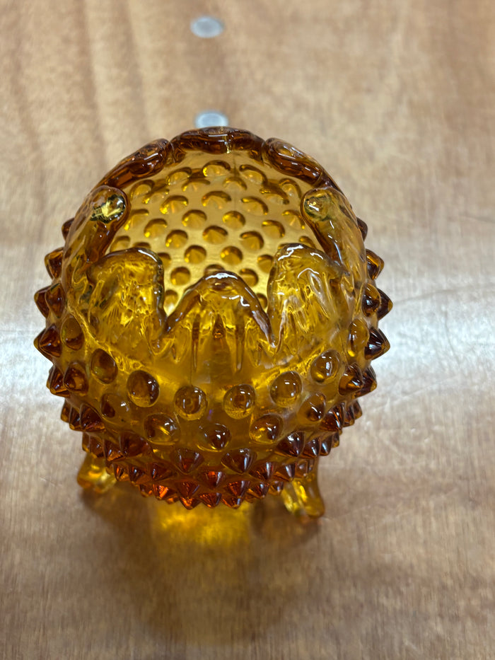 Vintage Amber Hobnail Glass Rose Bowl Vase | Mid-Century Art Glass | Textured Collectible Decor