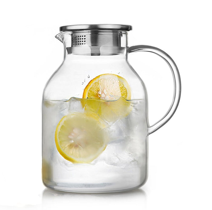 Clear Borosilicate Glass Pitcher Jug with lemons and Ice