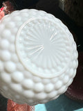 Anchor Hocking Milk Glass Serving Bowl | White Bubble Pattern MCM Decor