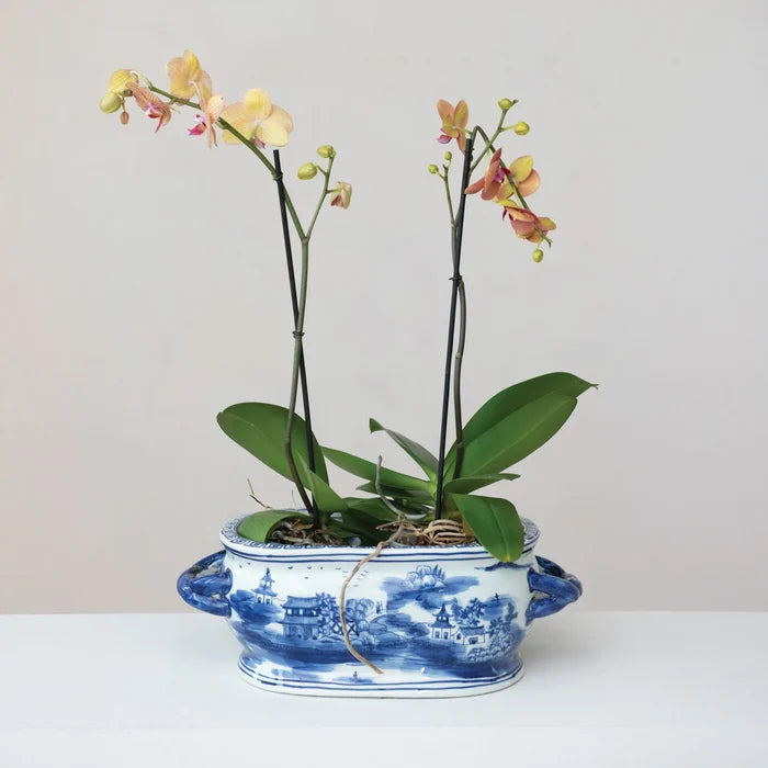 Blue & White Landscape Planter