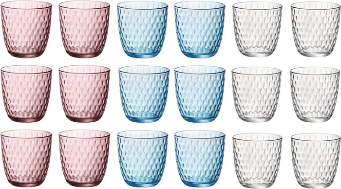 Bormioli Rocco Gekleurde Waterglazen 290 ml - Glazenset Slot - 18 stuks