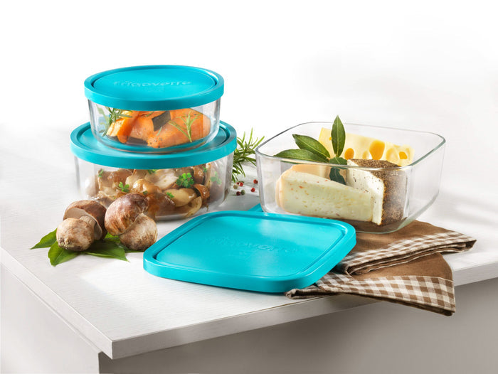 Bormioli Rocco Glazen Vershoudbakjes Frigoverre - Blauw 3 Stuks