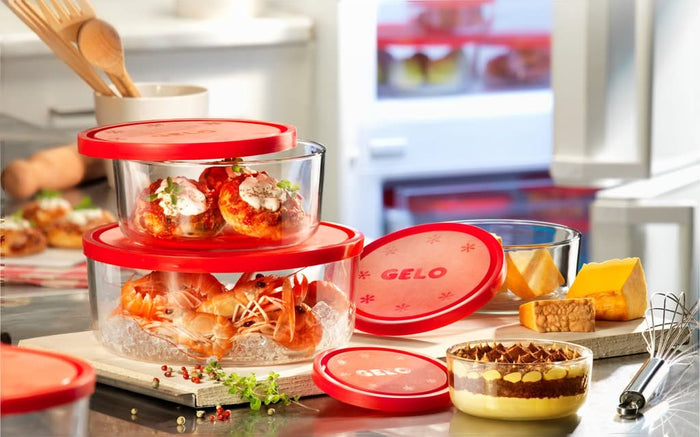 Bormioli Rocco Glazen Vershoudbakjes Frigoverre - Rood 4 Stuks