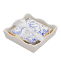 Ceramic Wave Napkin Tray with Cocktail Napkin - Timeless