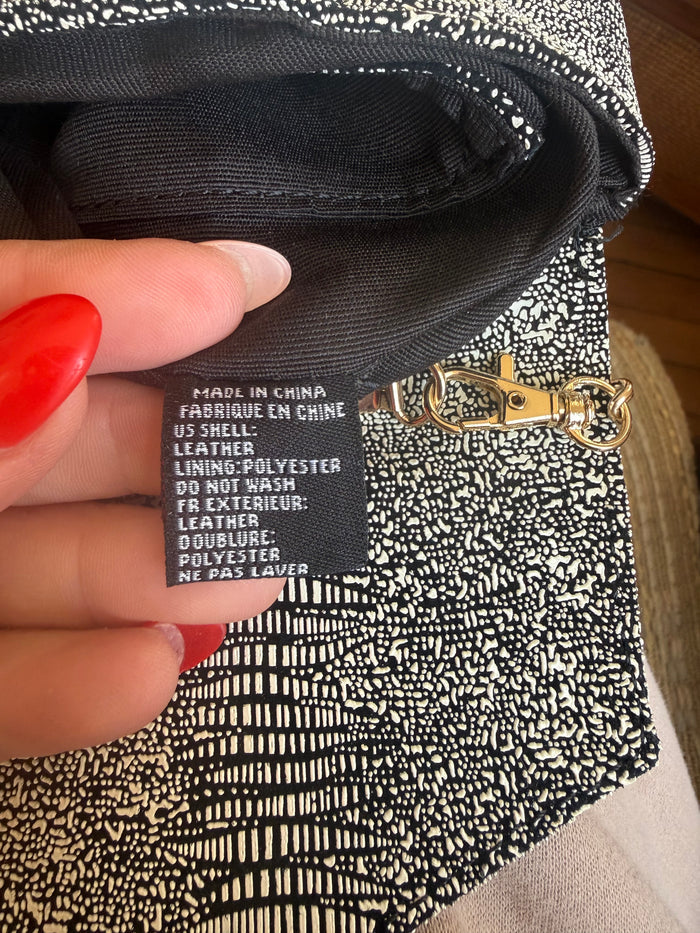 Chic Graphic Foldover Clutch | Moda Luxe Black & White Chain Bag | Statement Evening Purse