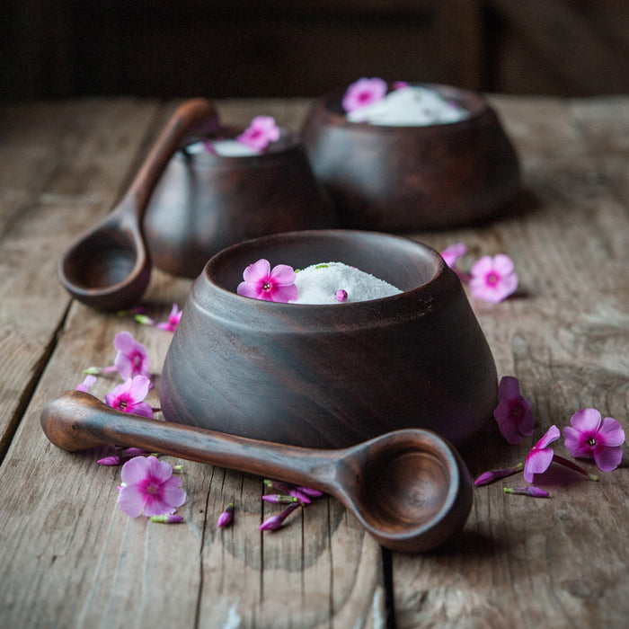 Claro Walnut Spice Bowl and Spoon - Cattails Woodwork