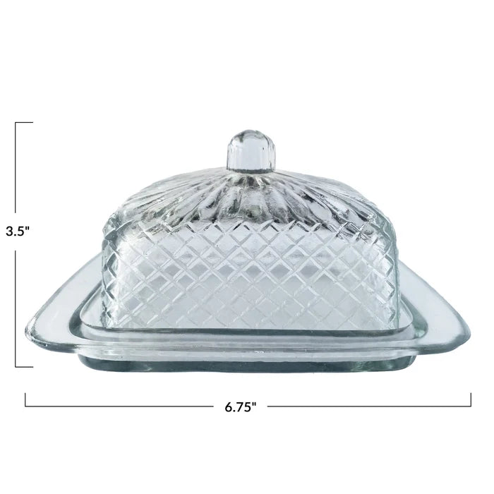 Cut Glass Clear Butter Dish Mugs Browns Kitchen