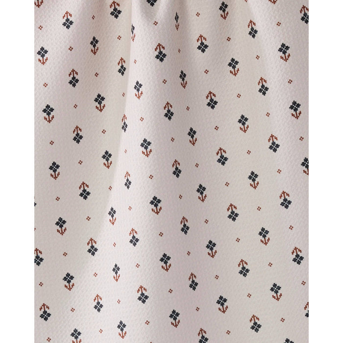 Folk Pixel White Geometry Tea Towel