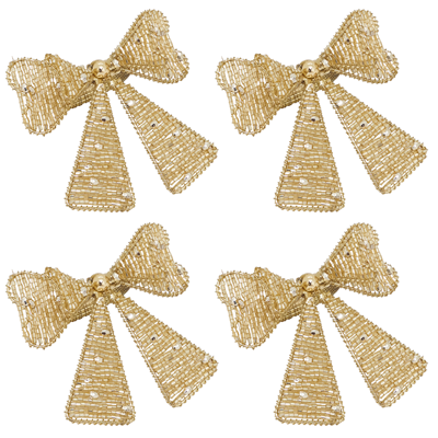 Gold Beaded Bow Napkin Ring
