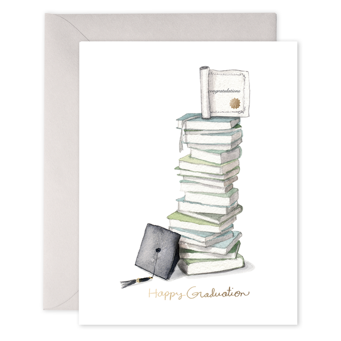 Grad Book Stack Greeting Card