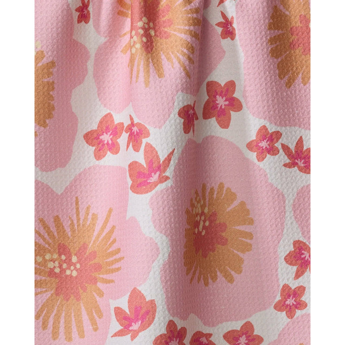 Hibiscus Sunset Geometry Tea Towel