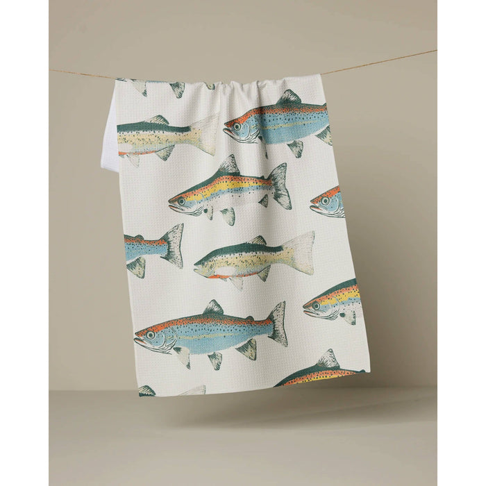 Hooked on Fishing Geometry Tea Towel