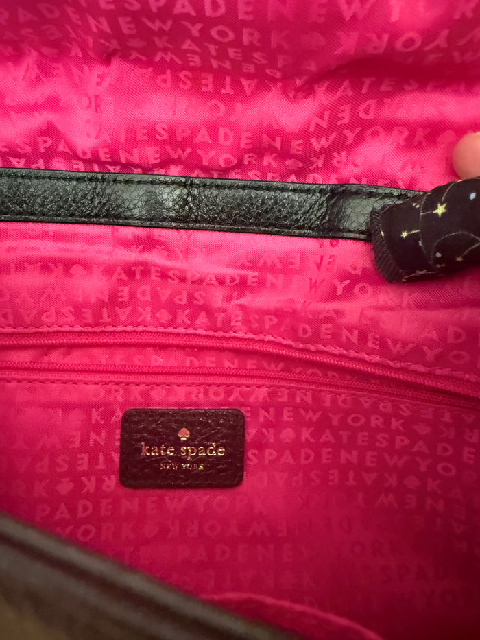 Kate Spade Black Pebbled Leather Crossbody Bag – Early 2000’s Classic with Gold Chain & Pink Lining