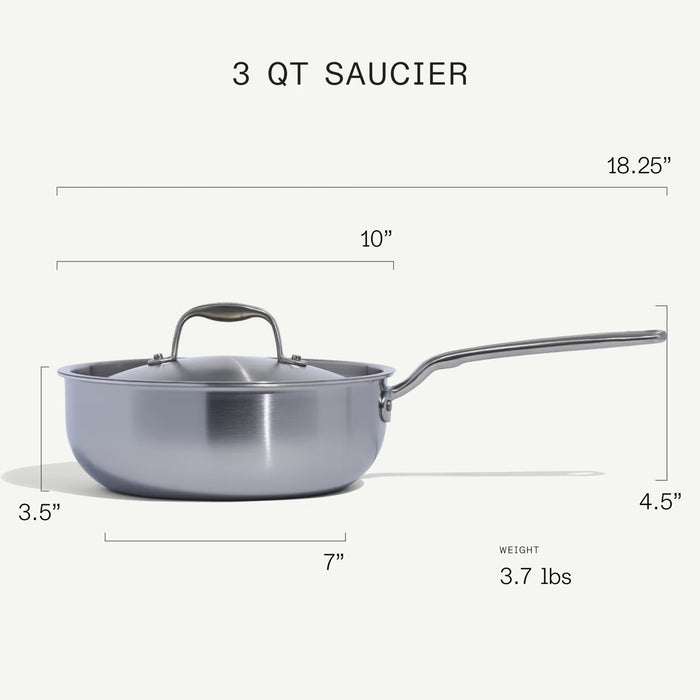 Made In Stainless Clad Saucier, 3 Qt