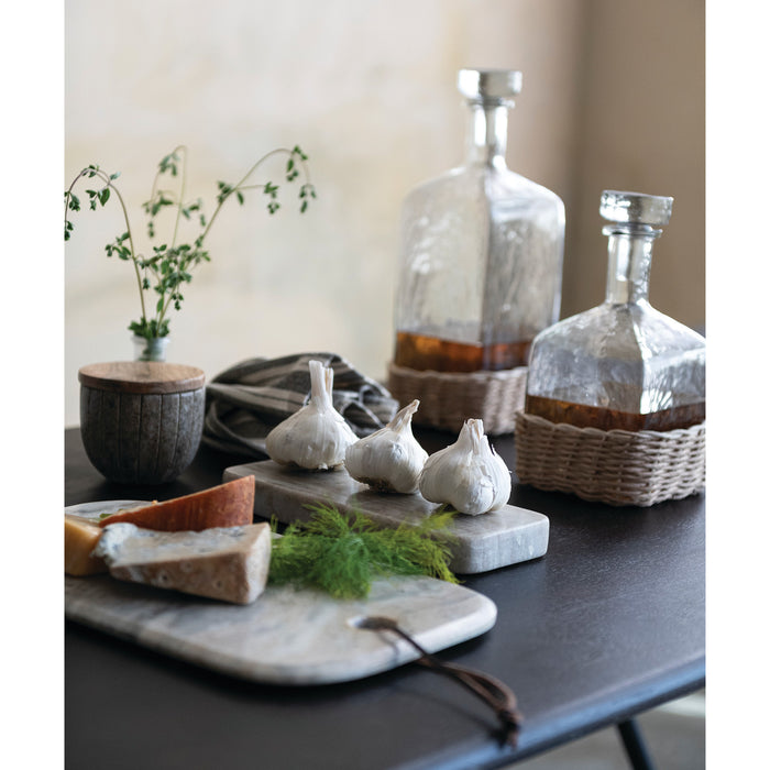 Marble Cheese/Serving Board with Leather Tie, Buff Color
