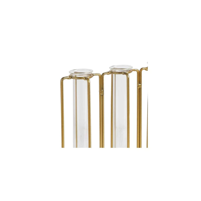 Metal and Glass Jointed Vase with 9 Test Tubes