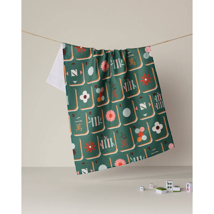 Moss Tile Toss Geometry Tea Towel