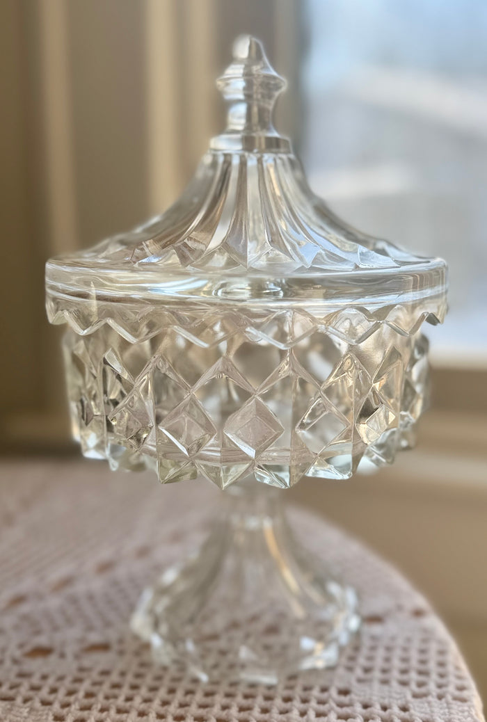 MCM pressed glass candy bowl