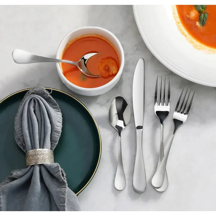 RAIN Series 20-Piece Flatware Set, Stainless Steel, Matte Finish Handle