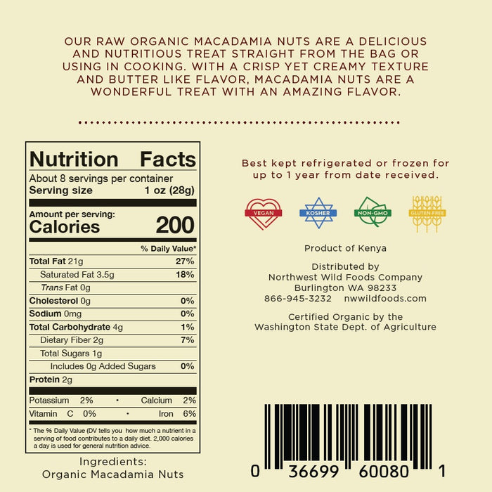 Raw Organic Macadamia Nuts