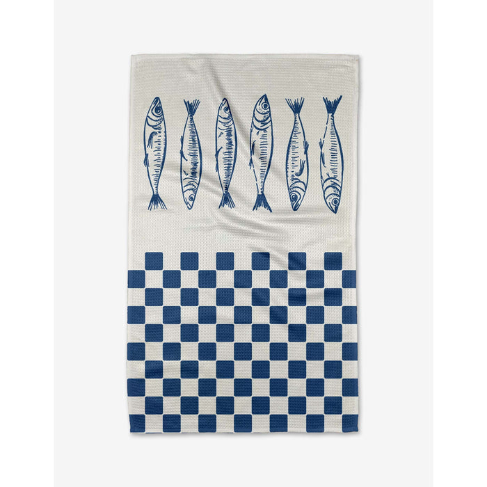 Sardine Check Blue Tea Towel