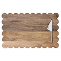 Scalloped Mango Wood Cheese Serving Board with Cheese Knife