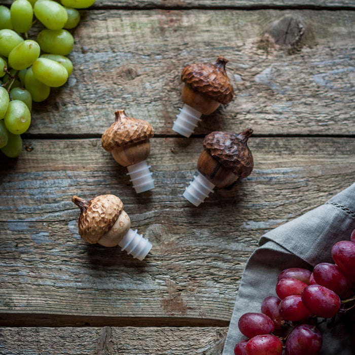 Set of Two Acorn Wine Stops - Cattails Woodwork