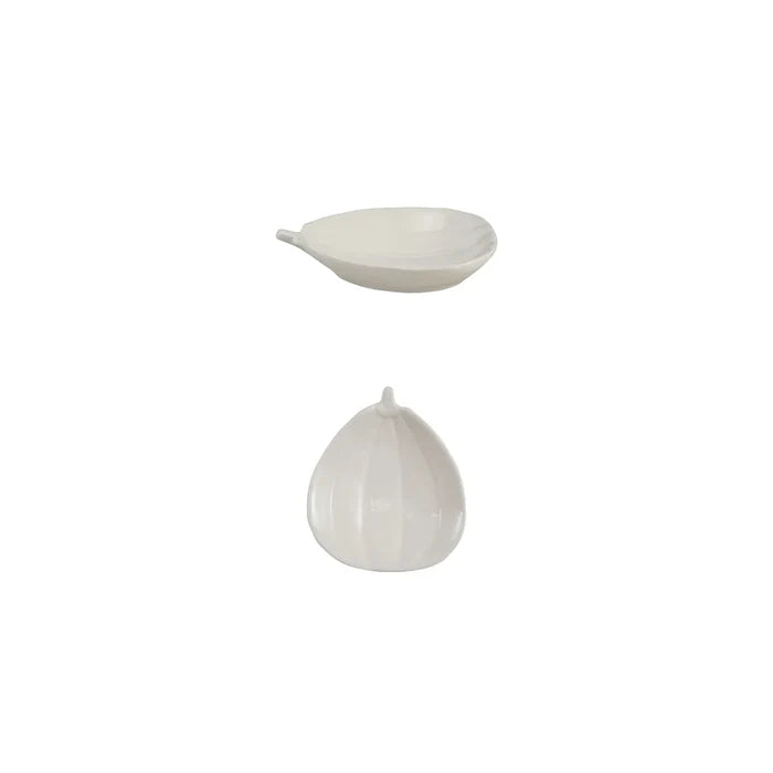 Stoneware Pumpkin Shaped Dish, White
