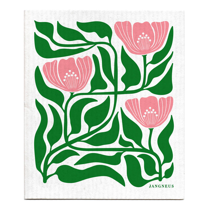 Swedish Dishcloth - Flower - Green/Pink
