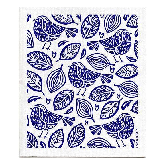 Swedish Dishcloth - Robins - Blue
