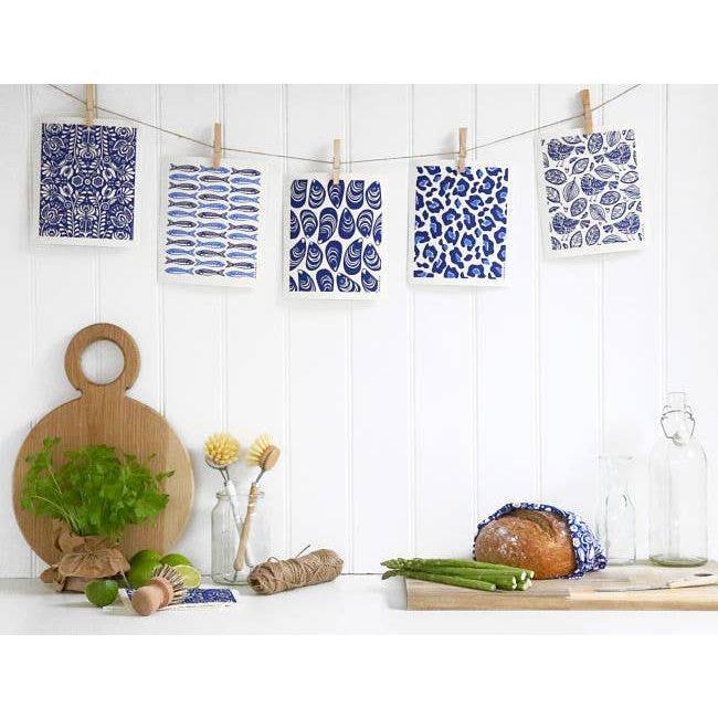 Swedish Dishcloth - Robins - Blue
