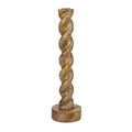 Tall Carved Mango Wood Twisted Taper Holder
