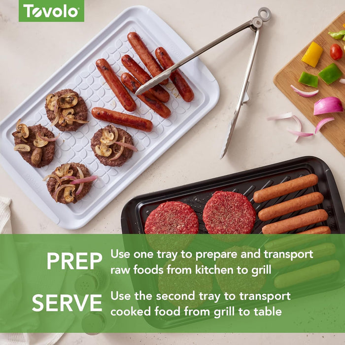 Tovolo Grilling Platters for Outdoor Grill BBQ Prep and Serve Trays Set of 2