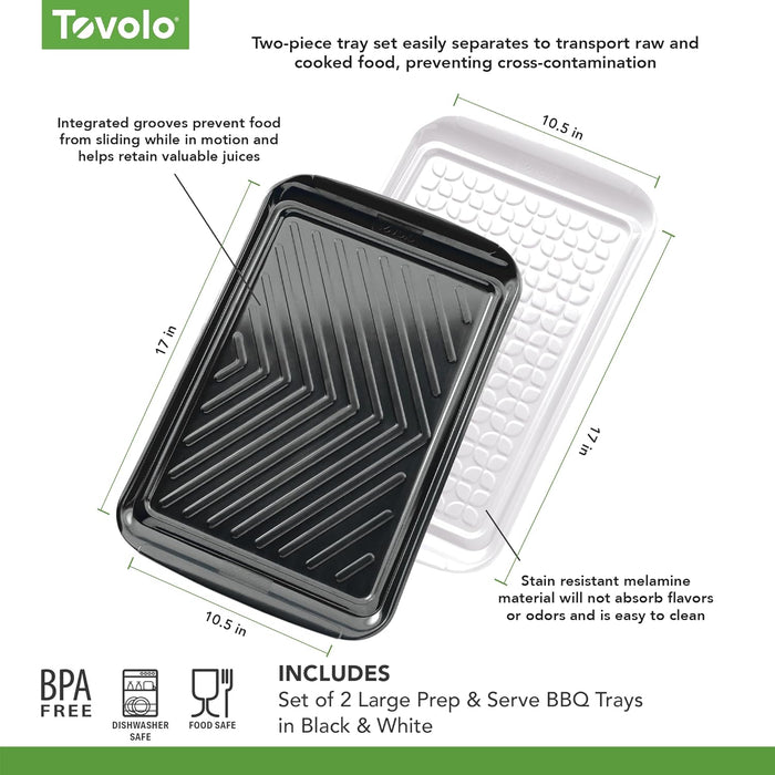 Tovolo Grilling Platters for Outdoor Grill BBQ Prep and Serve Trays Set of 2