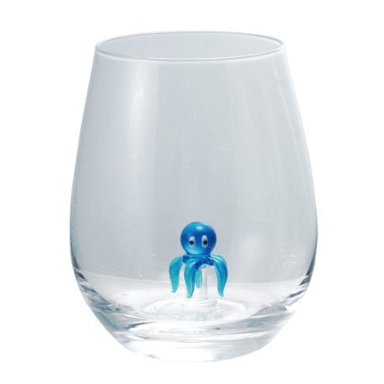 Whimsical Ocean Creatures Stemless Wine Glass