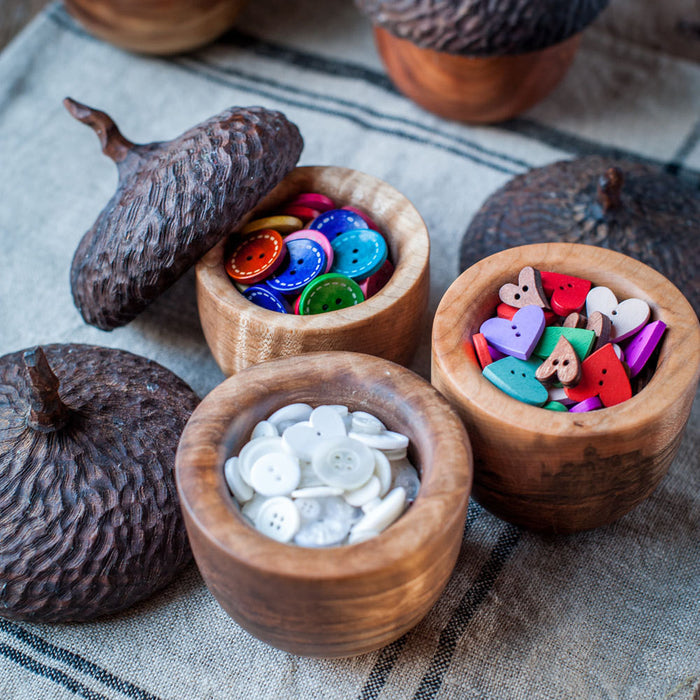 Woodland Acorn Button Box - Cattails Woodwork